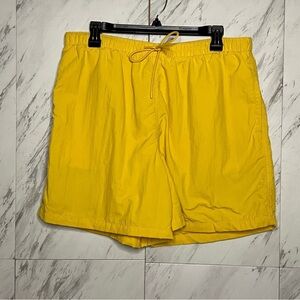 LCKR Men's Bright Yellow Woven Nylon Swim Trunks Athletic Shorts SZ XL